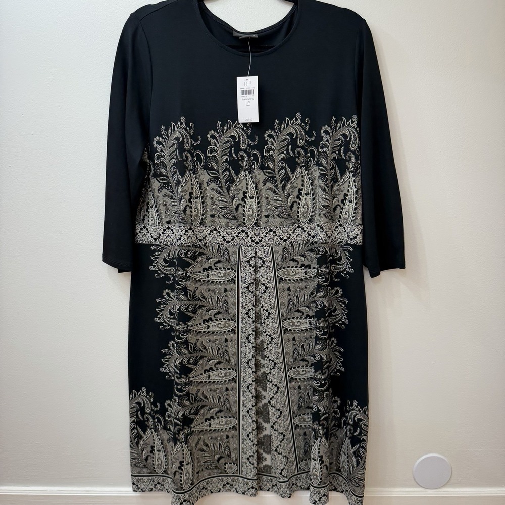 J.‎ Jill Wearever Collection NWT Black Dress 12 Pet Paisley Print MSRP $129